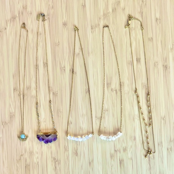 Gold filled Necklaces. Amethyst, rose quartz and opal - Picture 1 of 4